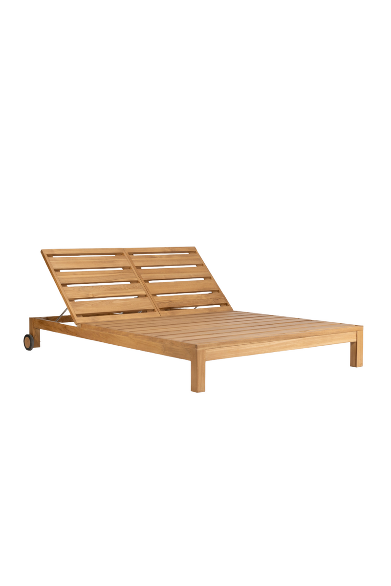 2-Wheeled Teak Outdoor Sun Bed | Dareels Genesis | Oroatrade.com