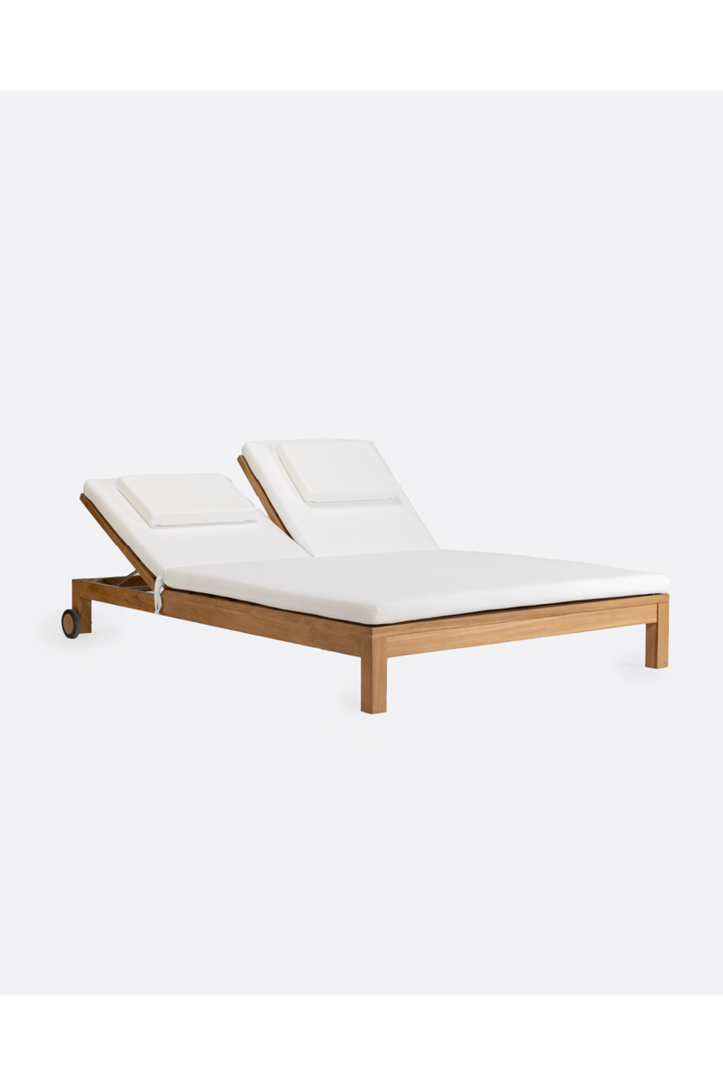 Slatted Teak Double Outdoor Sunbed | Dareels Genesis | Woodfurniture.com