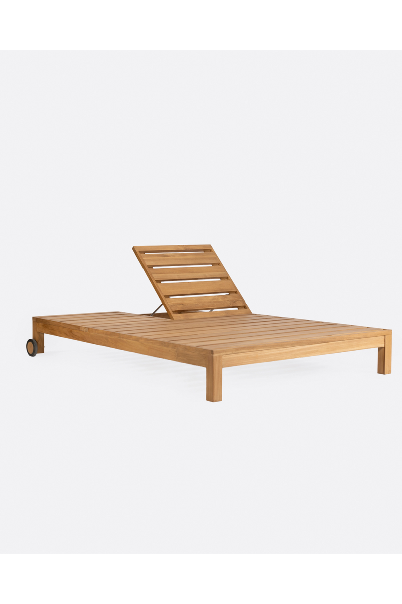 Slatted Teak Double Outdoor Sunbed | Dareels Genesis | Woodfurniture.com