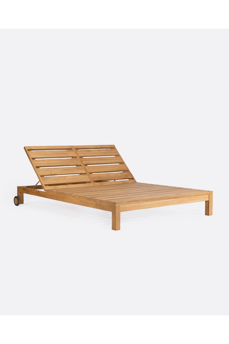 Slatted Teak Double Outdoor Sunbed | Dareels Genesis | Woodfurniture.com