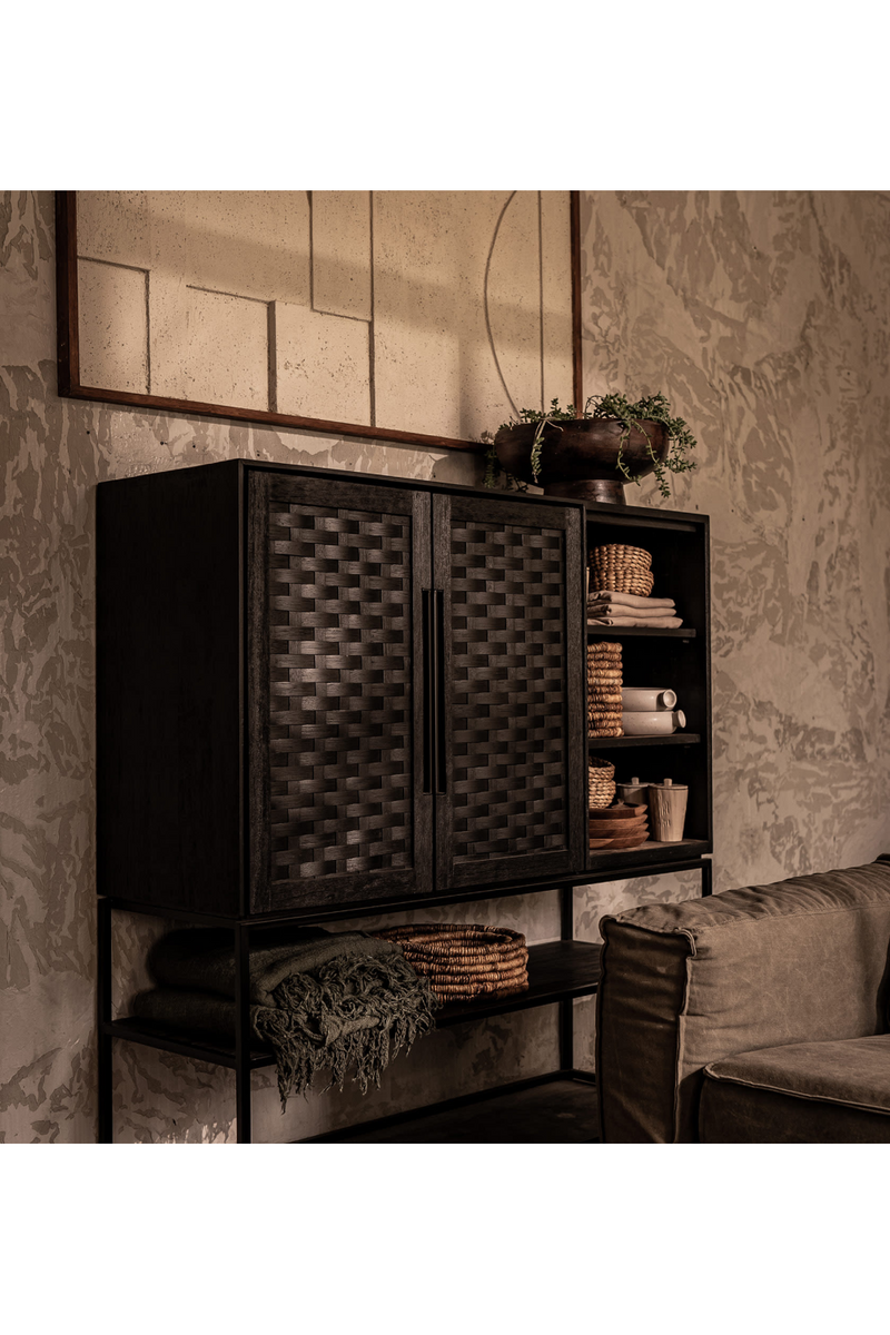 Charcoal Wooden 3-Shelf Cabinet | dBodhi Karma | Woodfurniture.com