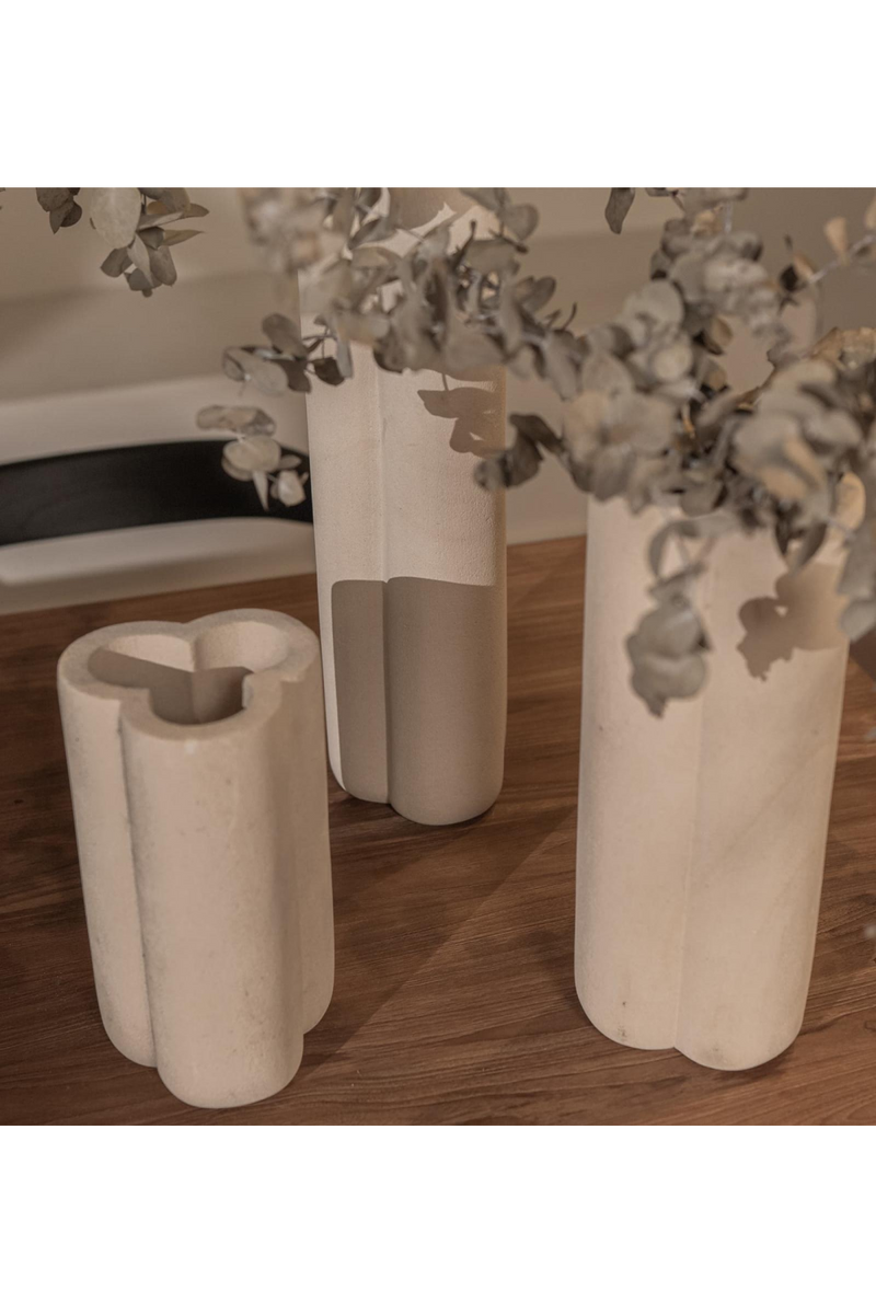 White Sculptured Sandstone Vase | dBodhi |  Woodfurniture.com