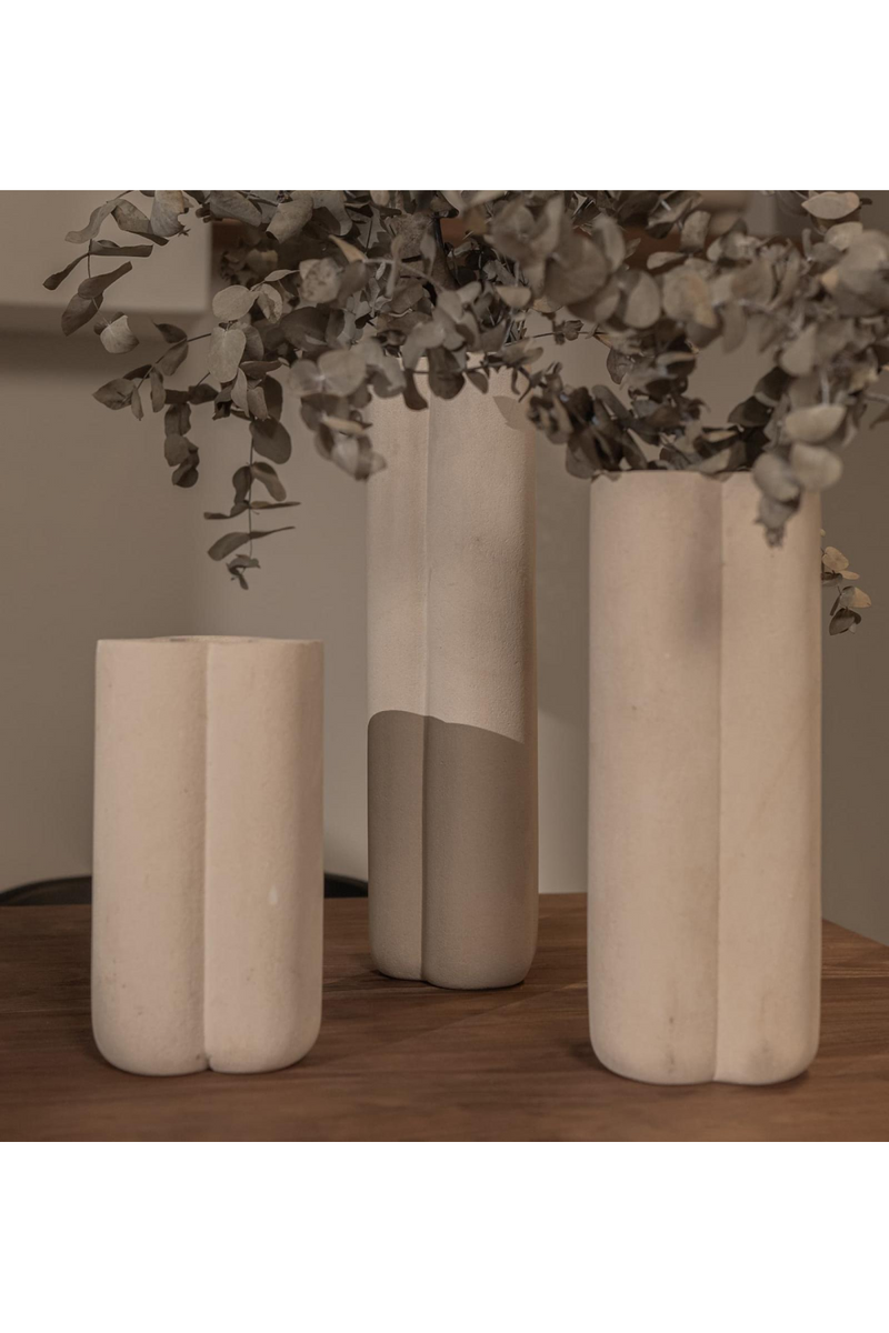 White Sculptured Sandstone Vase | dBodhi |  Woodfurniture.com