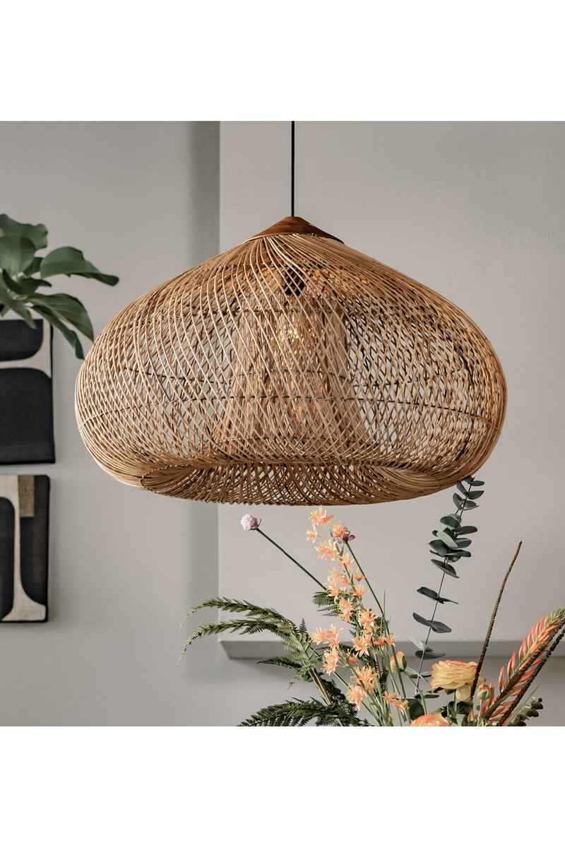 Brown Rattan Drum Lamp | dBodhi Kulit |  Woodfurniture.com