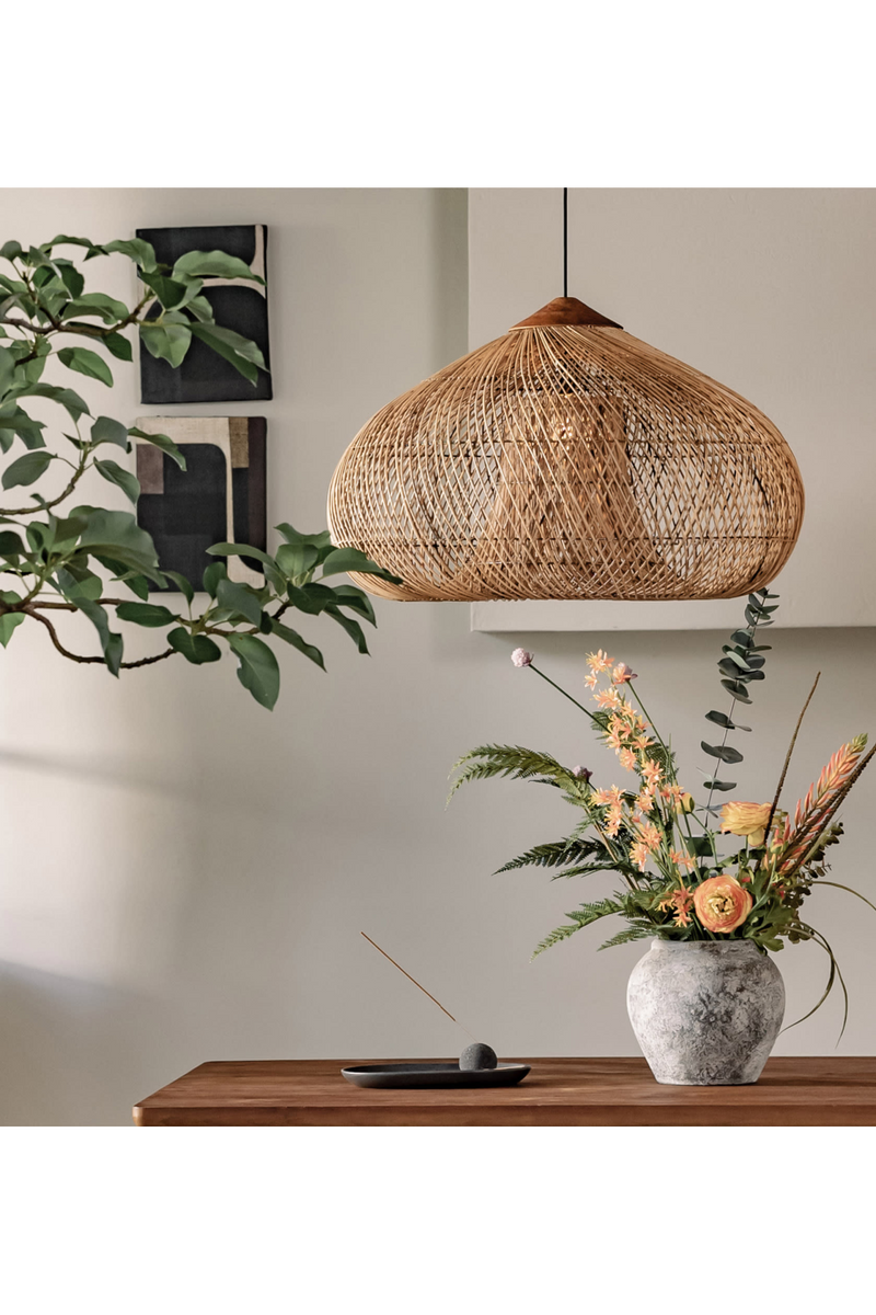 Brown Rattan Drum Lamp | dBodhi Kulit |  Woodfurniture.com