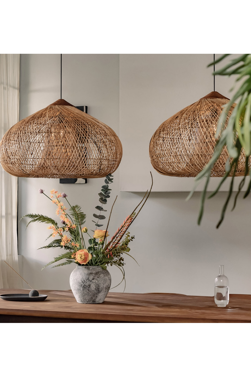 Brown Rattan Drum Lamp | dBodhi Kulit |  Woodfurniture.com