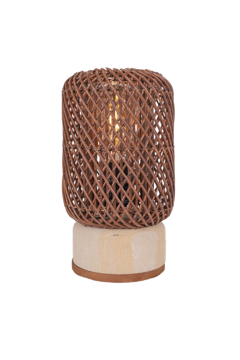 Brown Rattan Cylindrical Table Lamp | dBodhi Pole | Woodfurniture.com