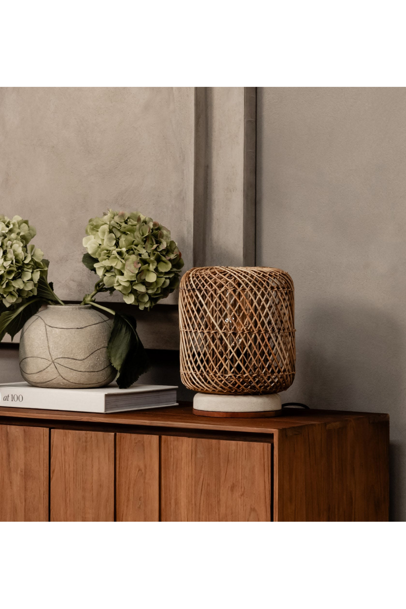 Rattan Cylindrical Table Lamp | dBodhi Pole | Woodfurniture.com