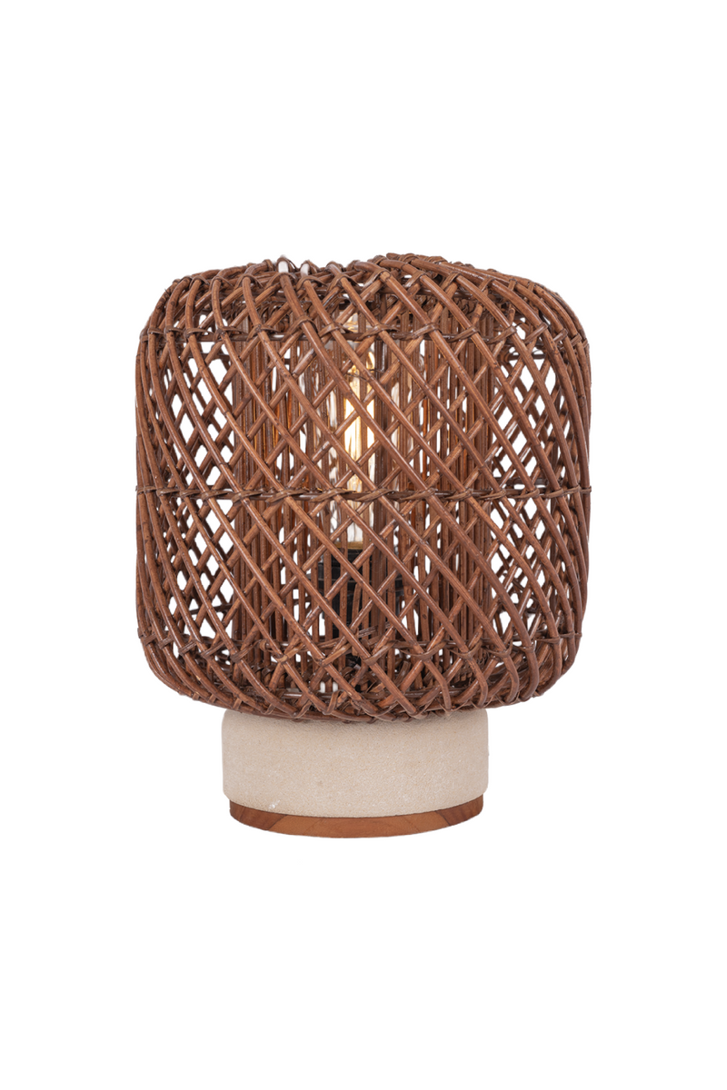 Brown Rattan Cylindrical Table Lamp | dBodhi Pole | Woodfurniture.com