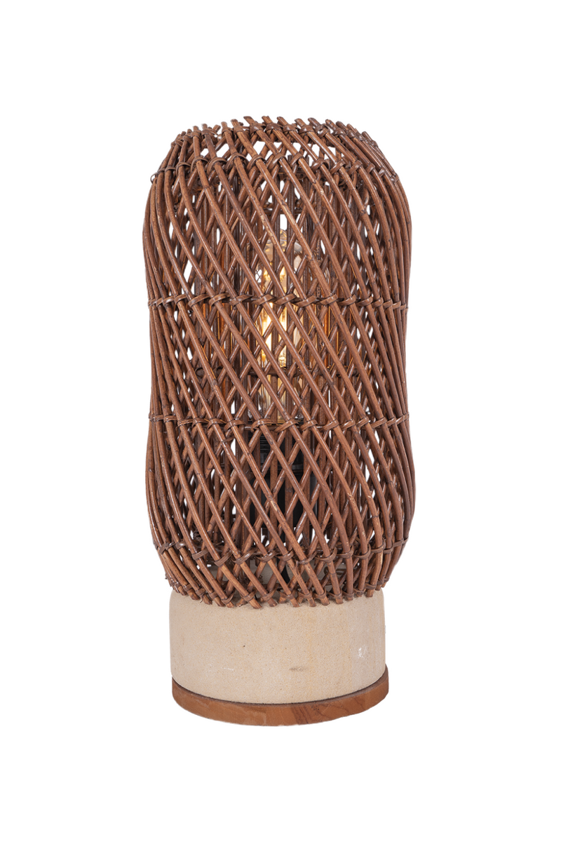 Brown Rattan Cylindrical Table Lamp | dBodhi Pole | Woodfurniture.com