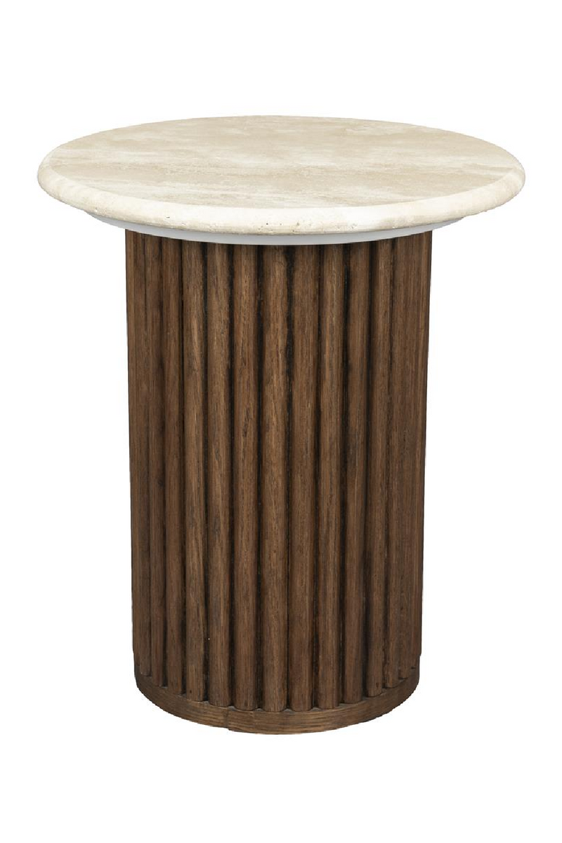 Cream Travertine Round Side Table | Dutchbone Arda | Woodfurniture.com