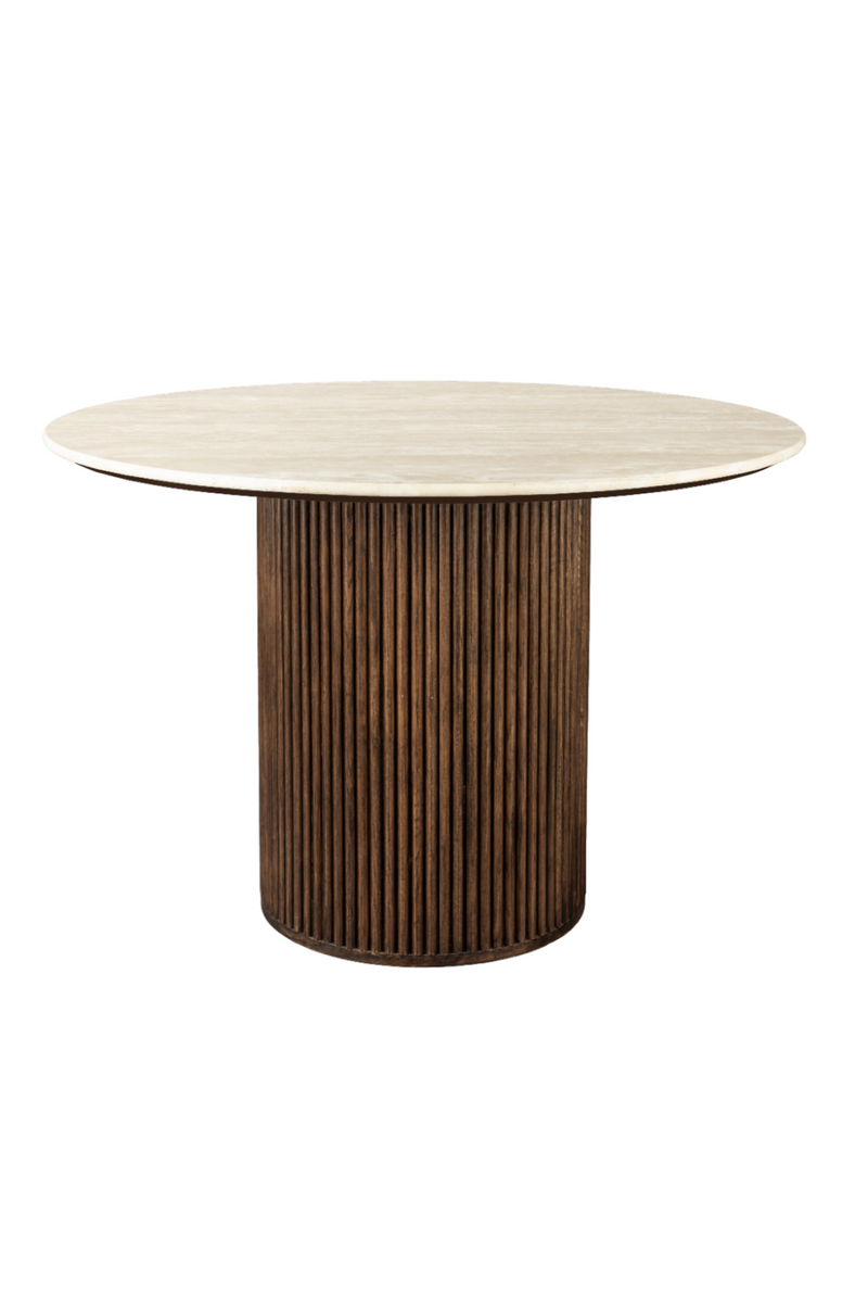 Cream Travertine Dining Table | Dutchbone Arda | Woodfurniture.com