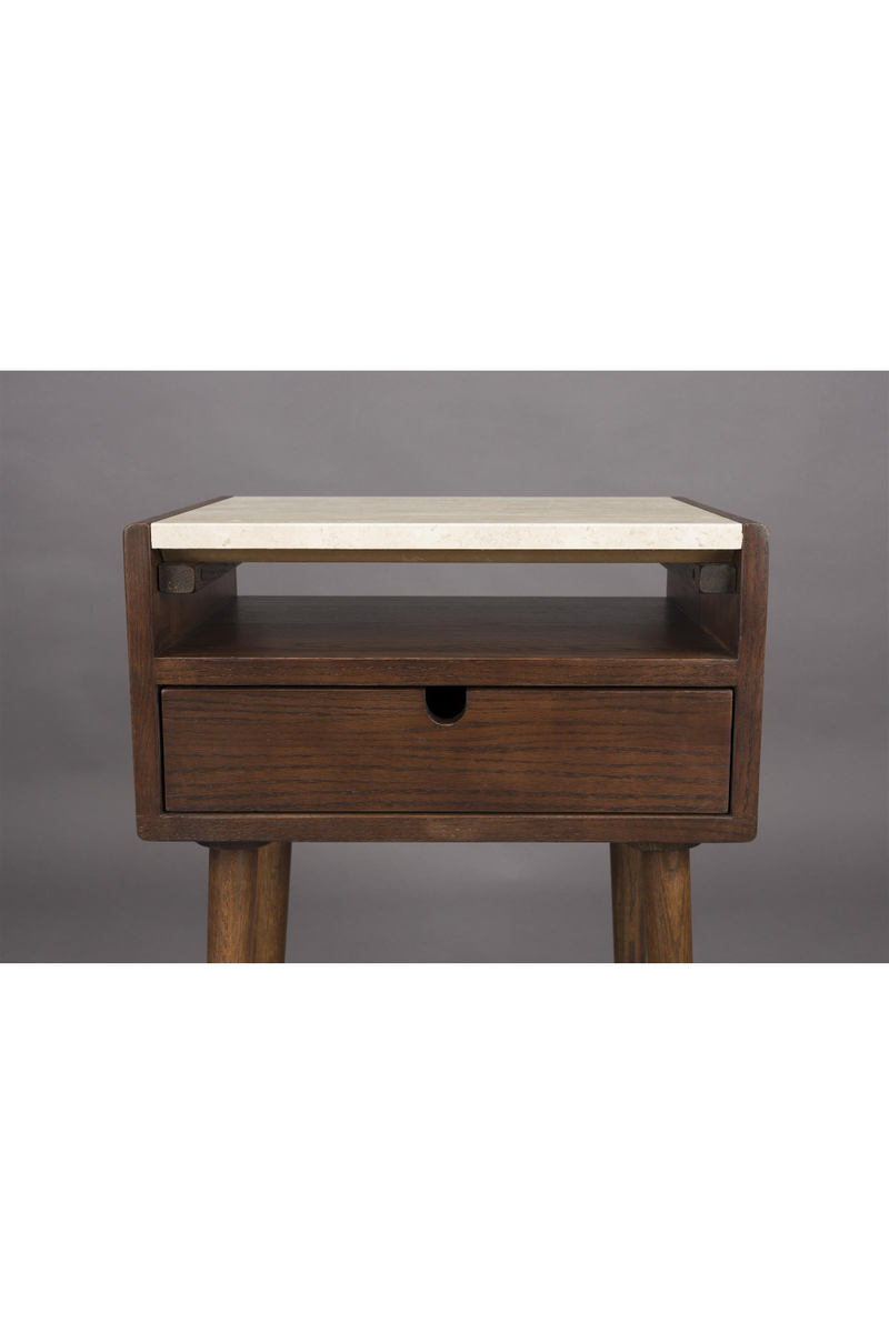 1-Drawer Travertine Side Table/Bedstand | Dutchbone Arda | Woodfurniture.com