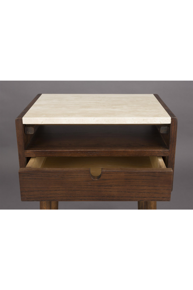 1-Drawer Travertine Side Table/Bedstand | Dutchbone Arda | Woodfurniture.com