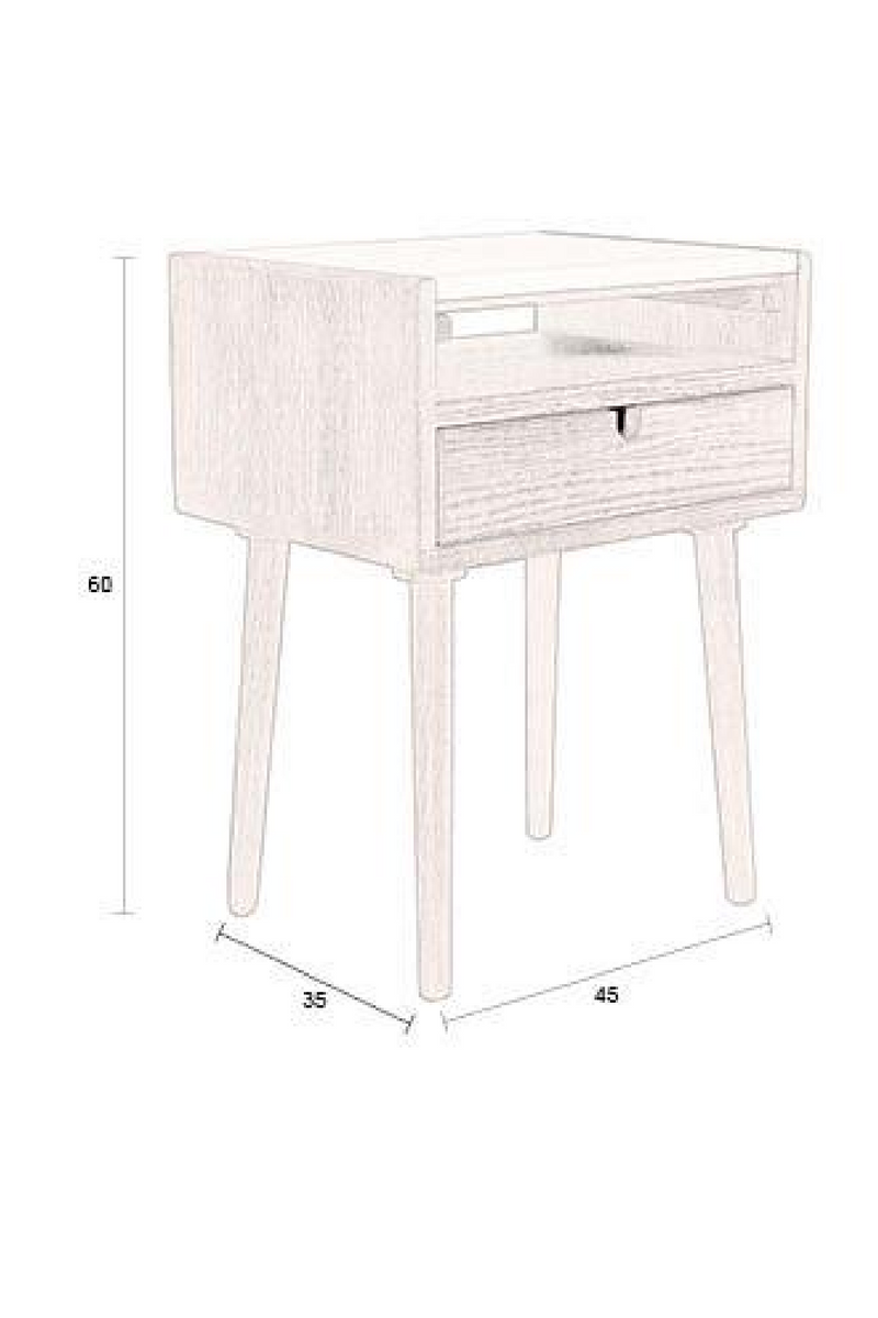 1-Drawer Travertine Side Table/Bedstand | Dutchbone Arda | Woodfurniture.com