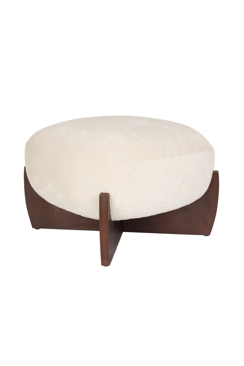 Beige Bouclé Pouf | Dutchbone Emilius | Woodfurniture.com