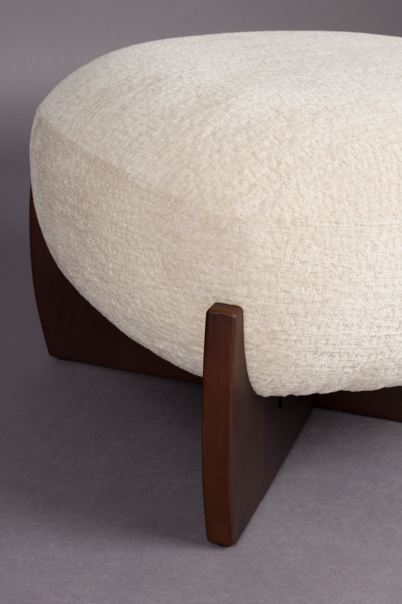 Beige Bouclé Pouf | Dutchbone Emilius | Woodfurniture.com