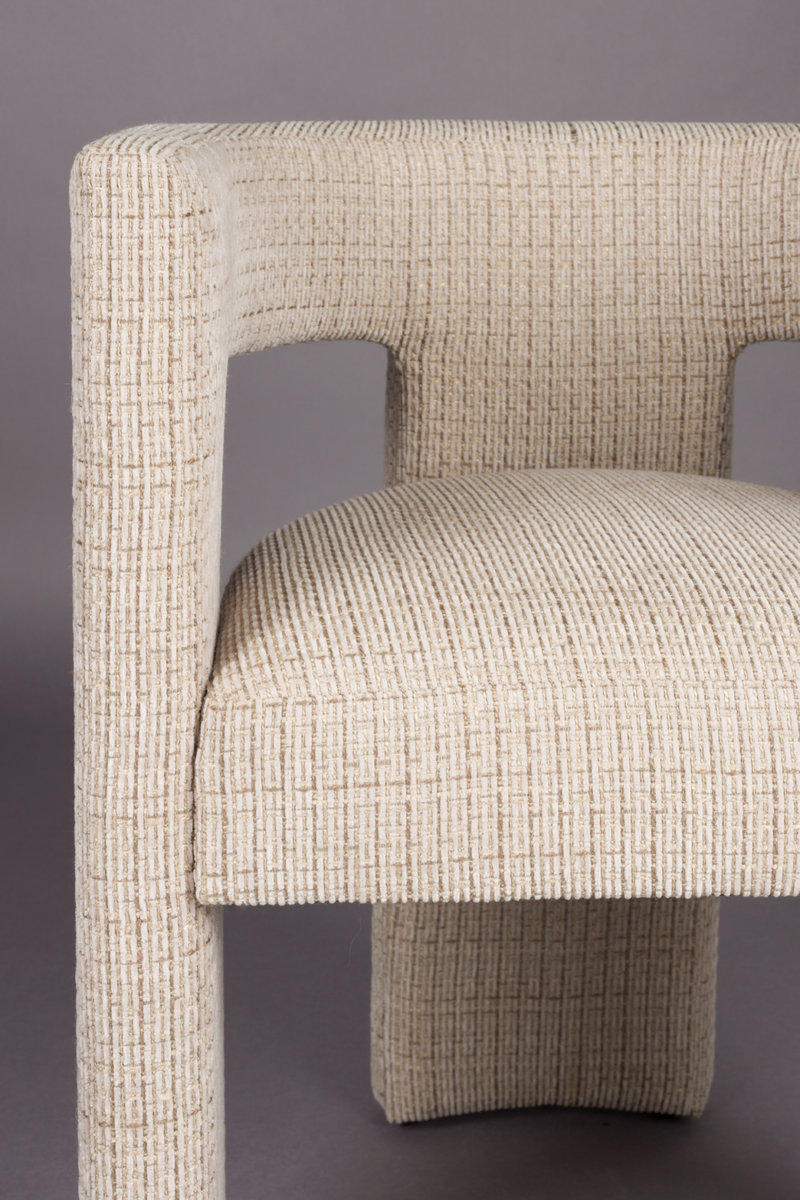 Beige Woven Design Dining Chair | Dutchbone Medina | Woodfurniture.com