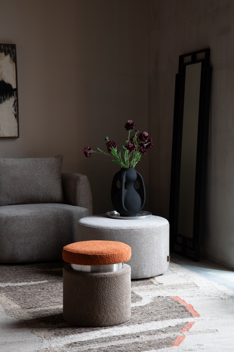 Round Upholstered Ottoman | Dutchbone Rocca | Woodfurniture.com