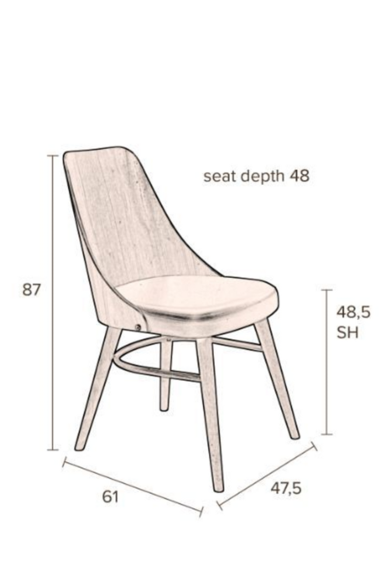 Wooden Backrest Dining Chairs (2) | Dutchbone Chaya | Woodfurniture.com