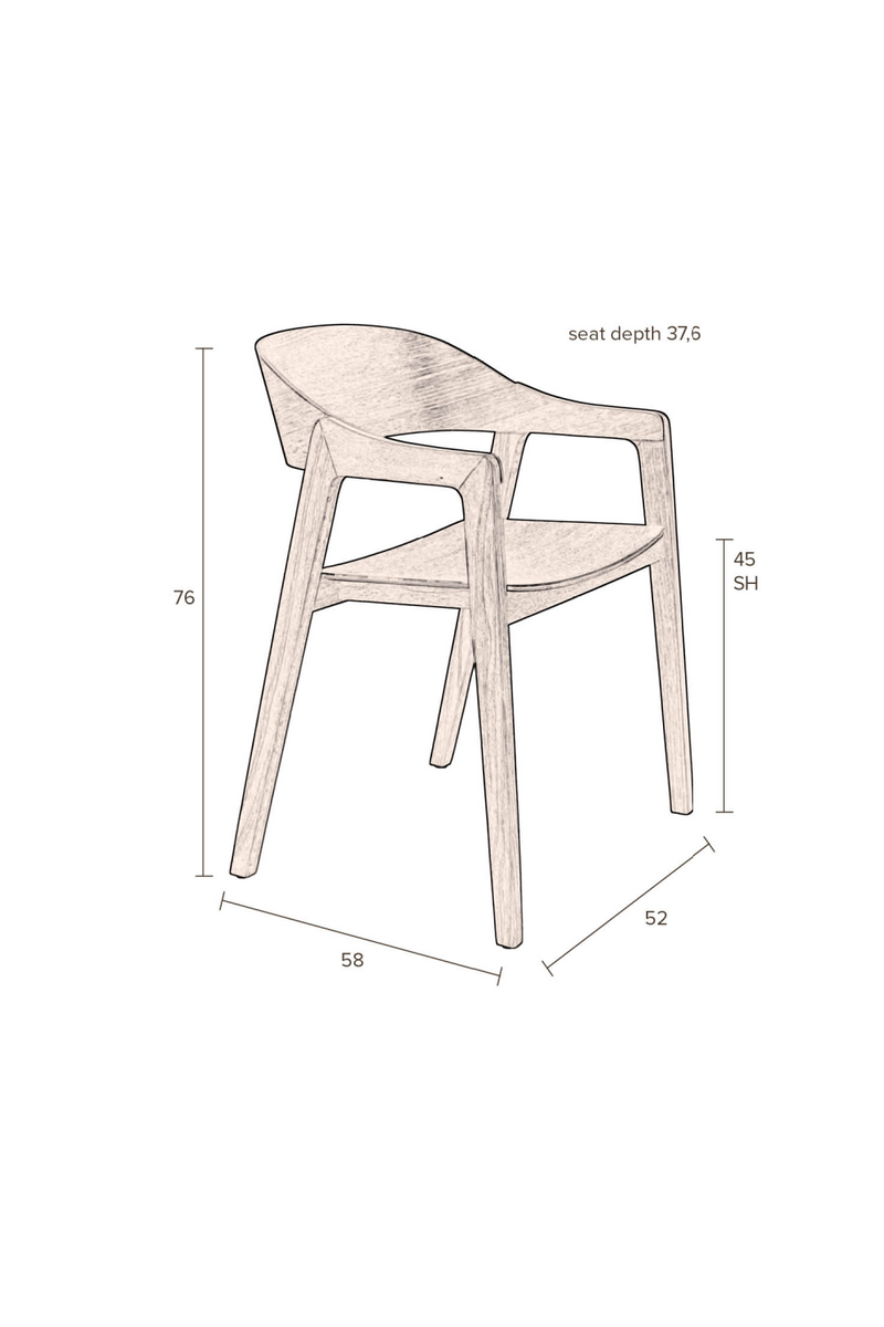 Natural Wooden Dining Chairs (2) | Dutchbone Westlake | Woodfurniture.com