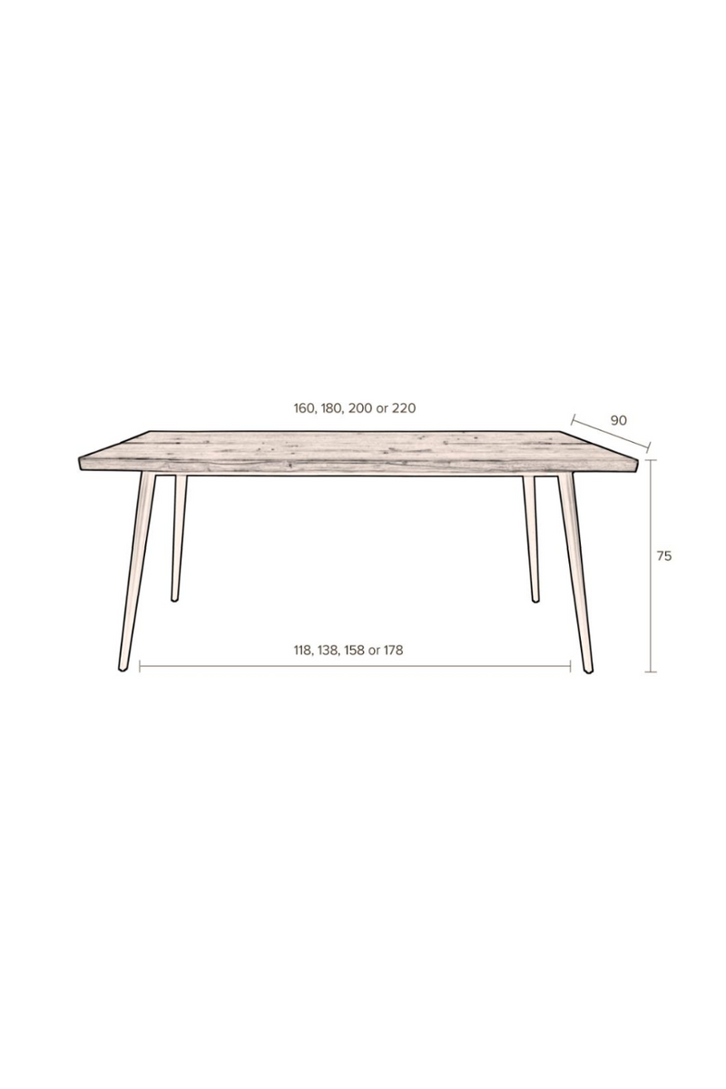 Walnut Rectangular Dining Table S | Dutchbone Alagon | Woodfurniture.com