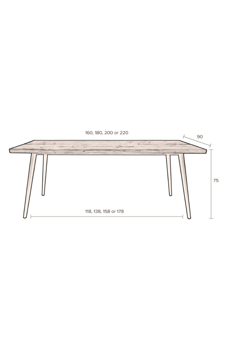 Walnut Rectangular Dining Table XL | Dutchbone Alagon | Woodfurniture.com