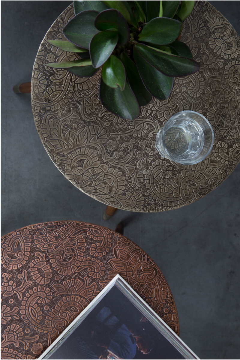 Round Copper End Table | Dutchbone Bast | Oroatrade.com