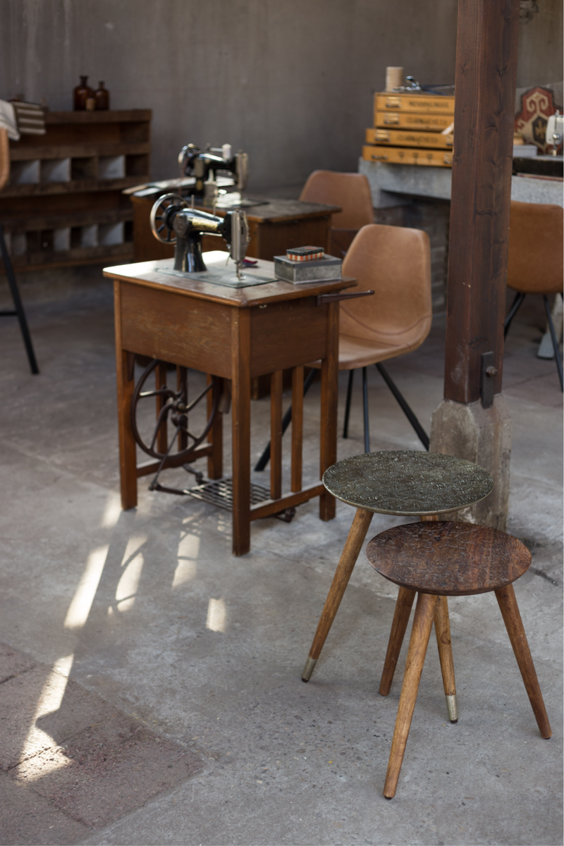 Round Brass End Table | Dutchbone Bast | Woodfurniture.com