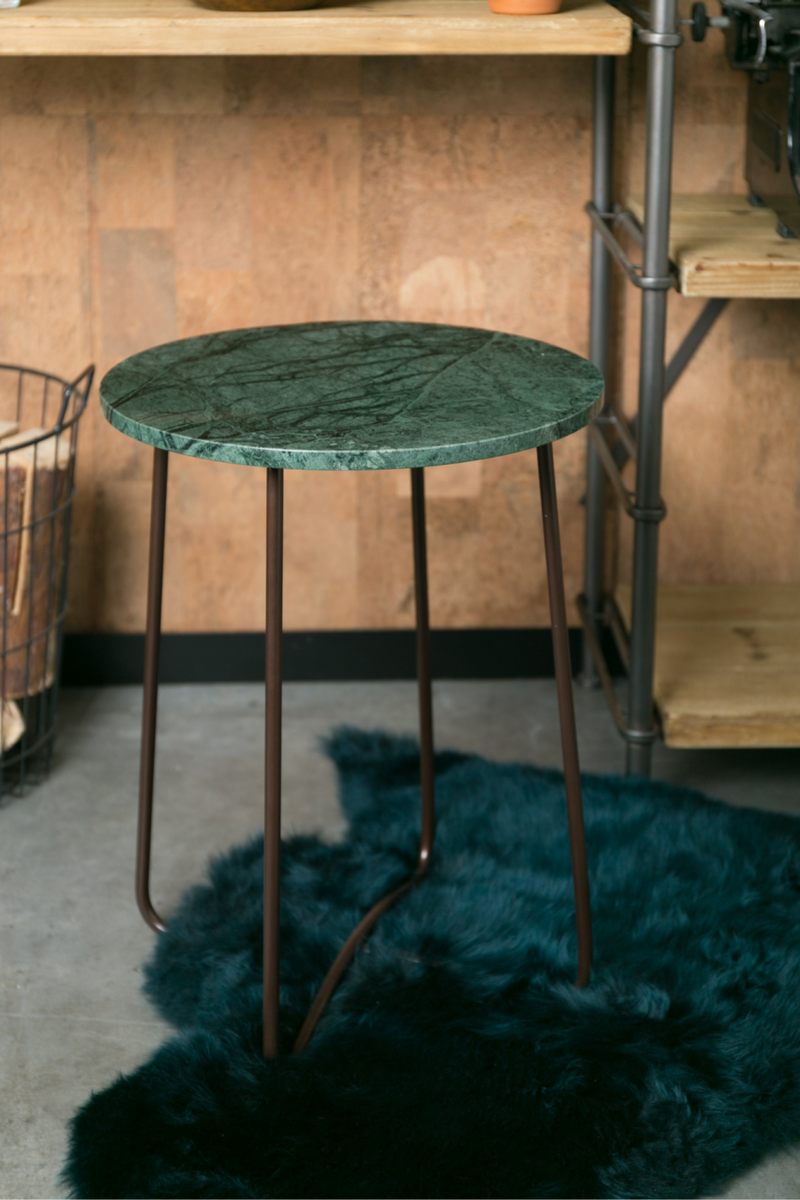 Green Round Marble End Table | Dutchbone Emerald | Woodfurniture.com