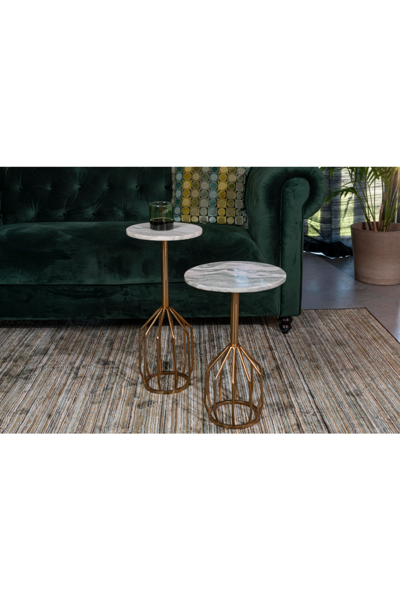 Marble Pedestal Side Table | Dutchbone Salerno | Woodfurniture.com