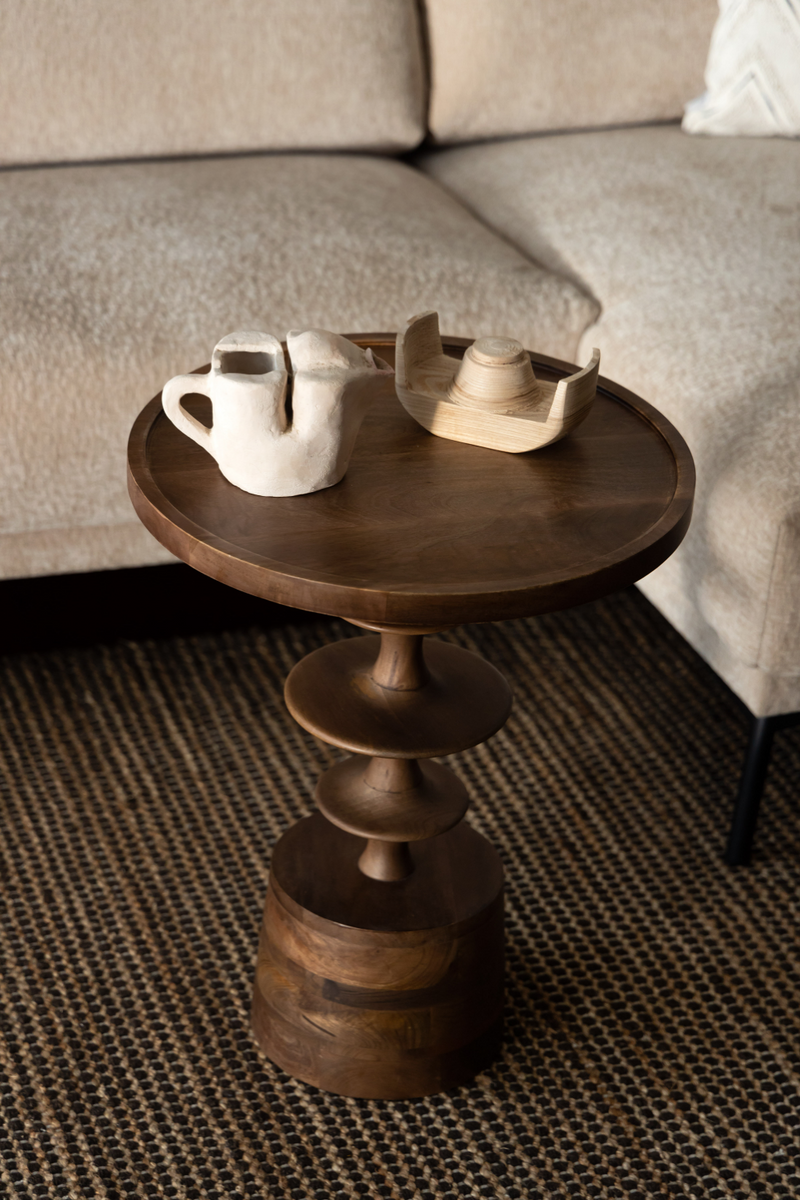 Round Wooden Side Table | Dutchbone Cath | Woodfurniture.com