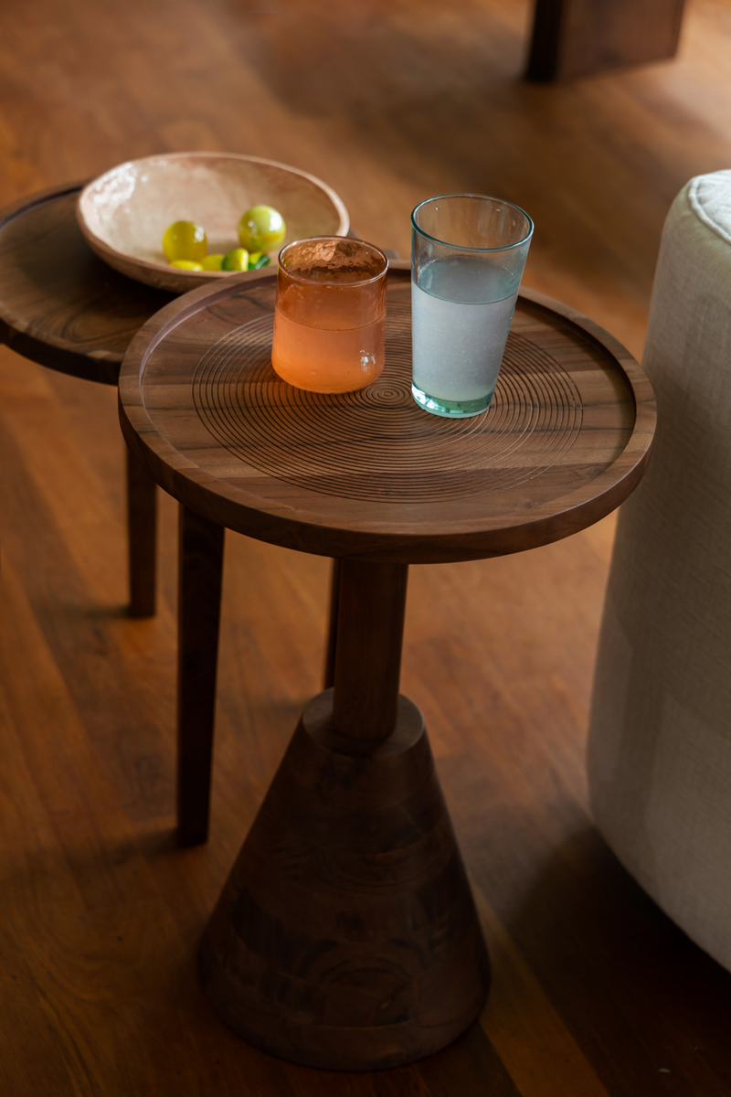 Acacia Pedestal Side Table | Dutchbone Zion | Woodfurniture.com