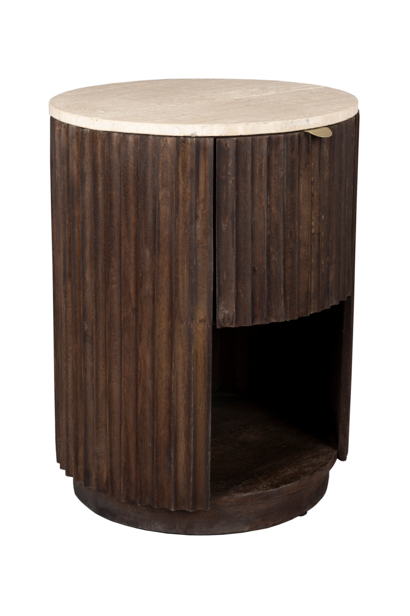 Round Travertin Side Table | Dutchbone Marlow | Woodfurniture.com