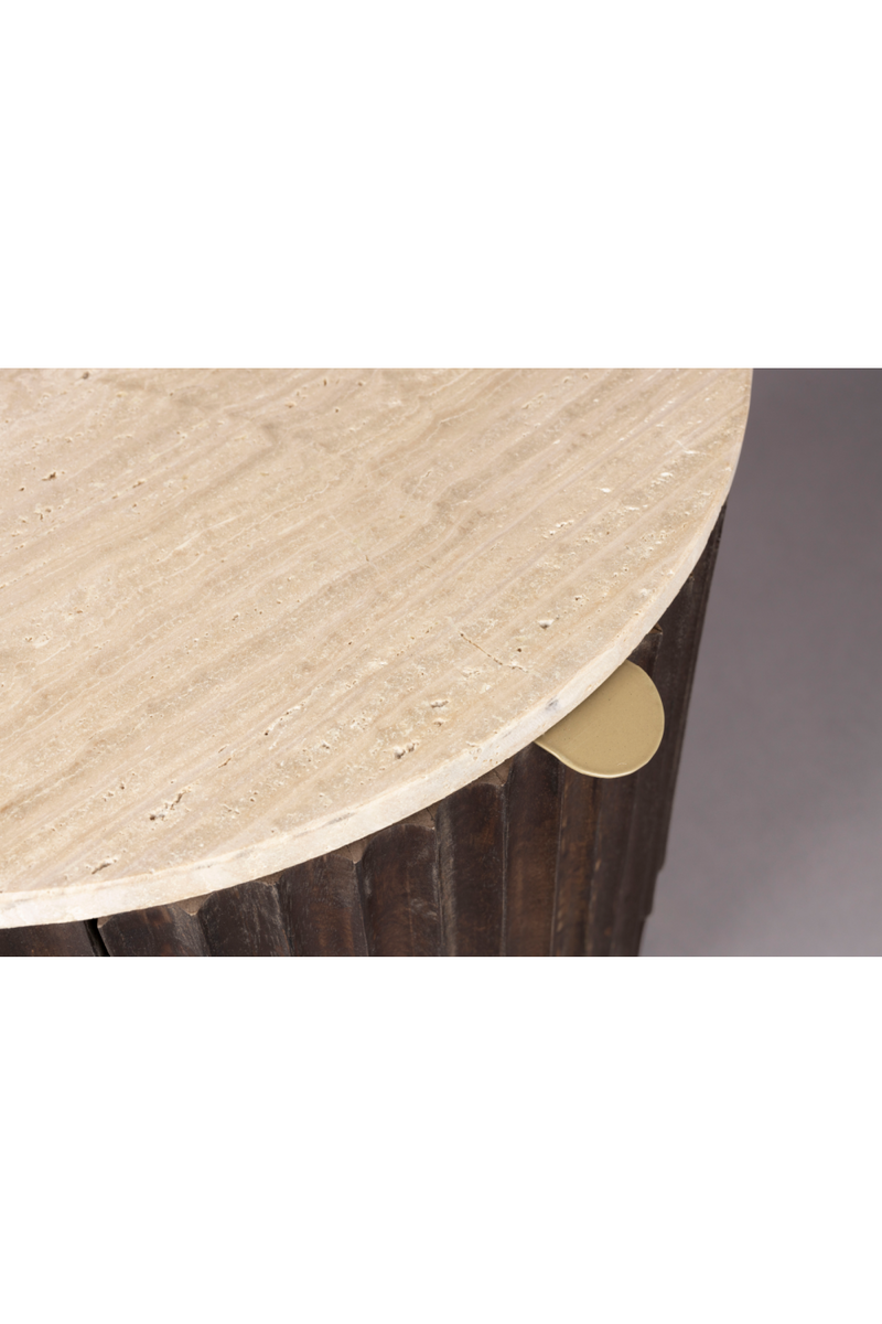 Round Travertin Side Table | Dutchbone Marlow | Woodfurniture.com