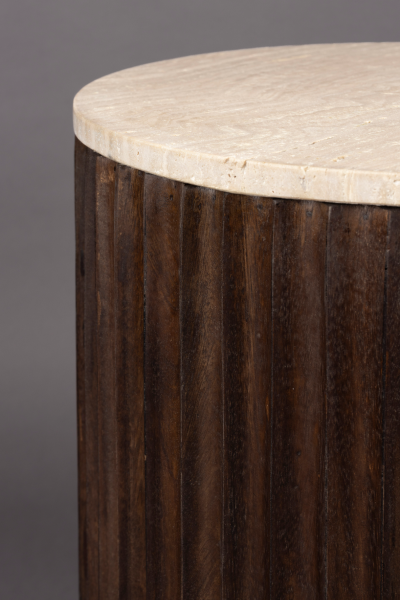 Round Travertin Side Table | Dutchbone Marlow | Woodfurniture.com