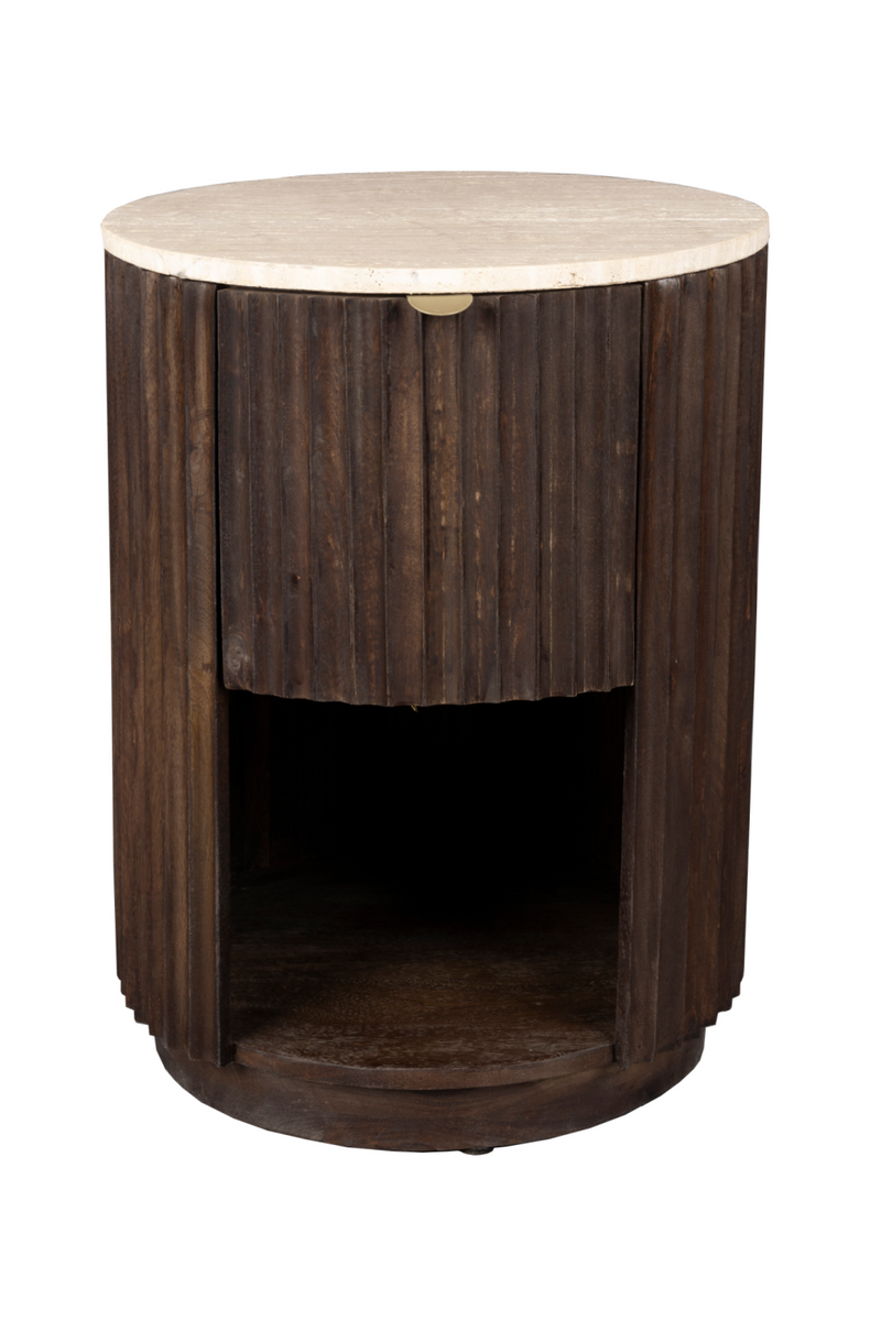 Round Travertin Side Table | Dutchbone Marlow | Woodfurniture.com