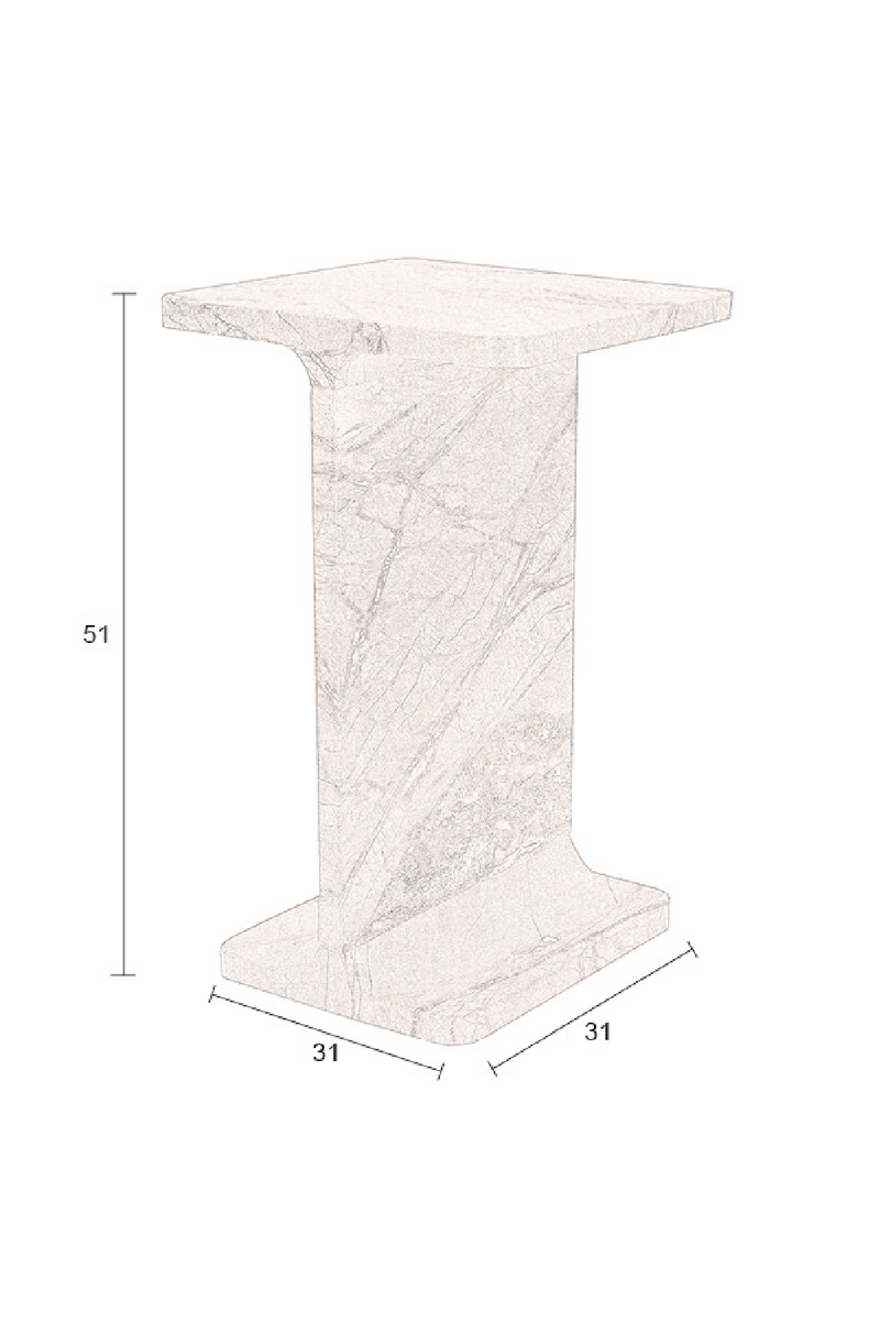 Brown Marble Square Side Table | Dutchbone Satpura | Woodfurniture.com