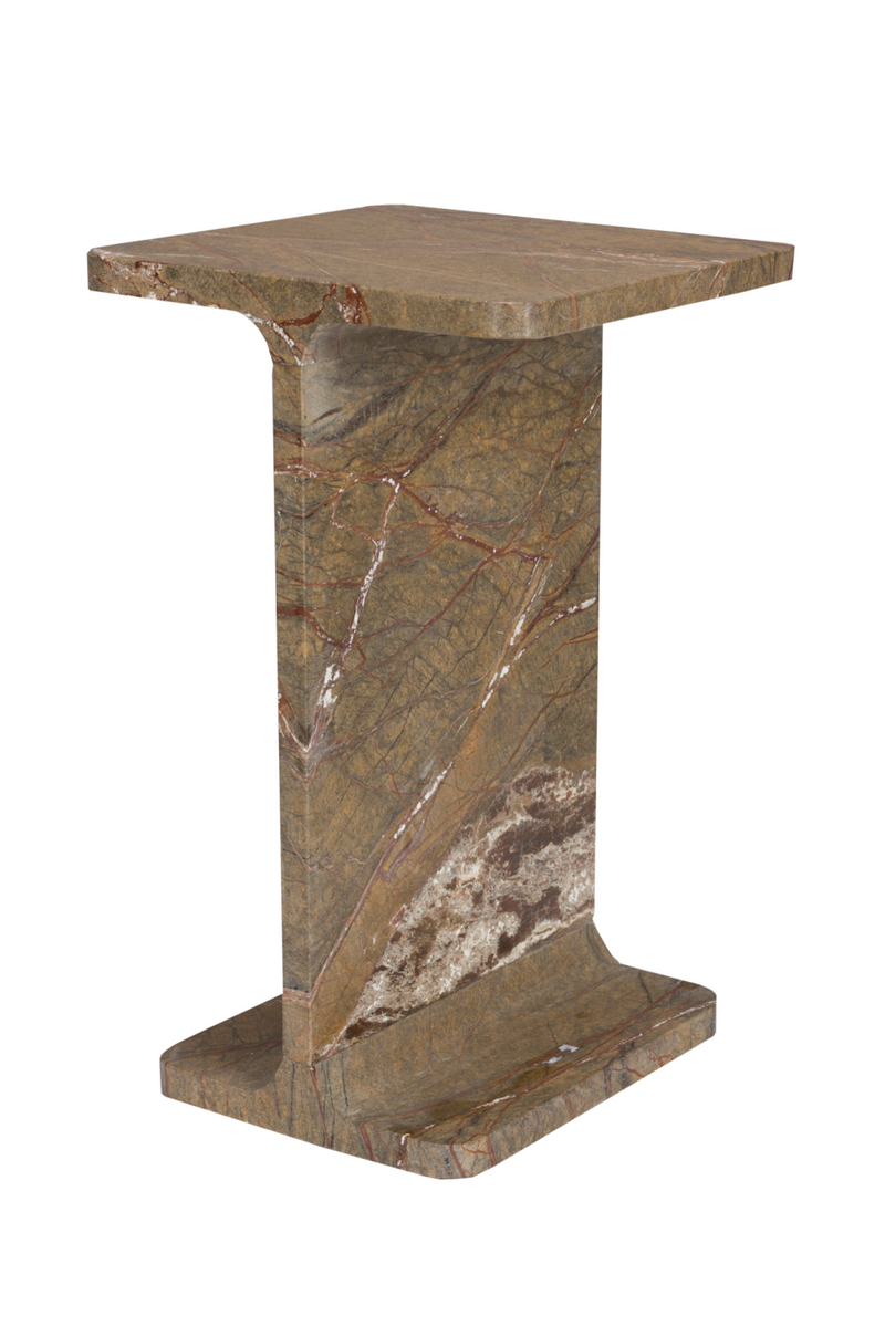 Brown Marble Square Side Table | Dutchbone Satpura | Woodfurniture.com