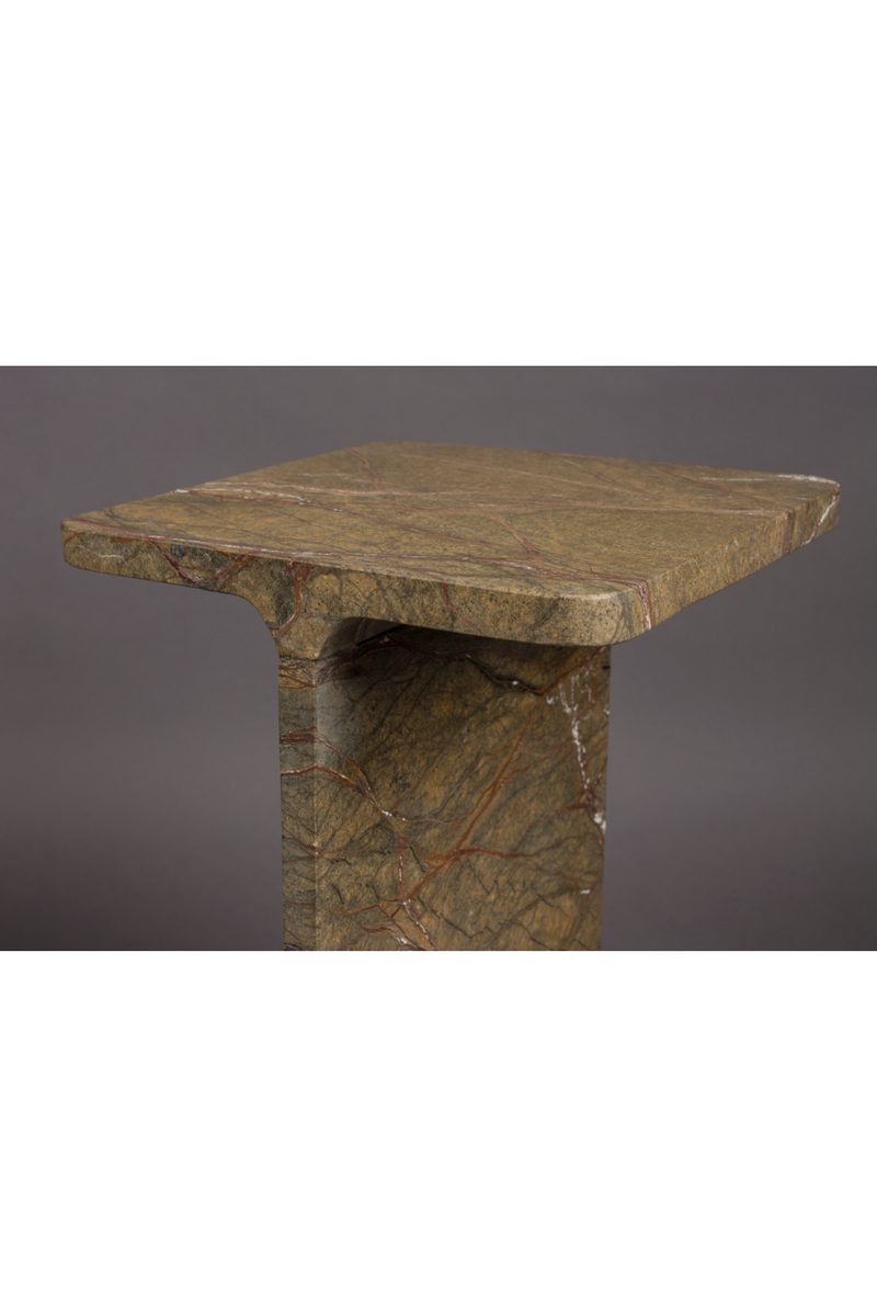 Brown Marble Square Side Table | Dutchbone Satpura | Woodfurniture.com