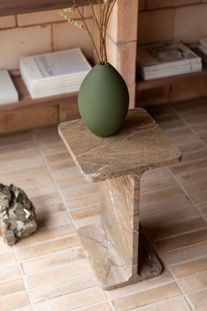 Brown Marble Square Side Table | Dutchbone Satpura | Woodfurniture.com