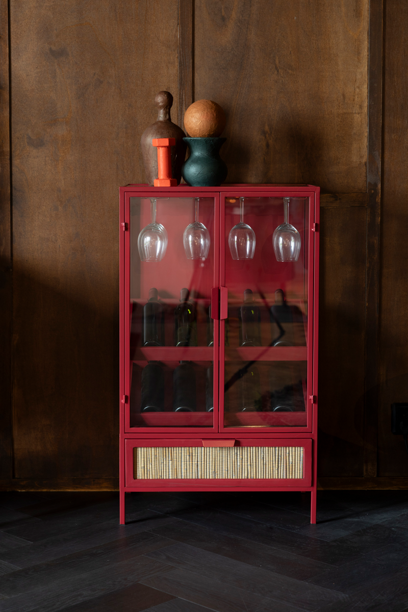 Red Wooden Wine Cabinet | Dutchbone Mori | Woodfurniture.com