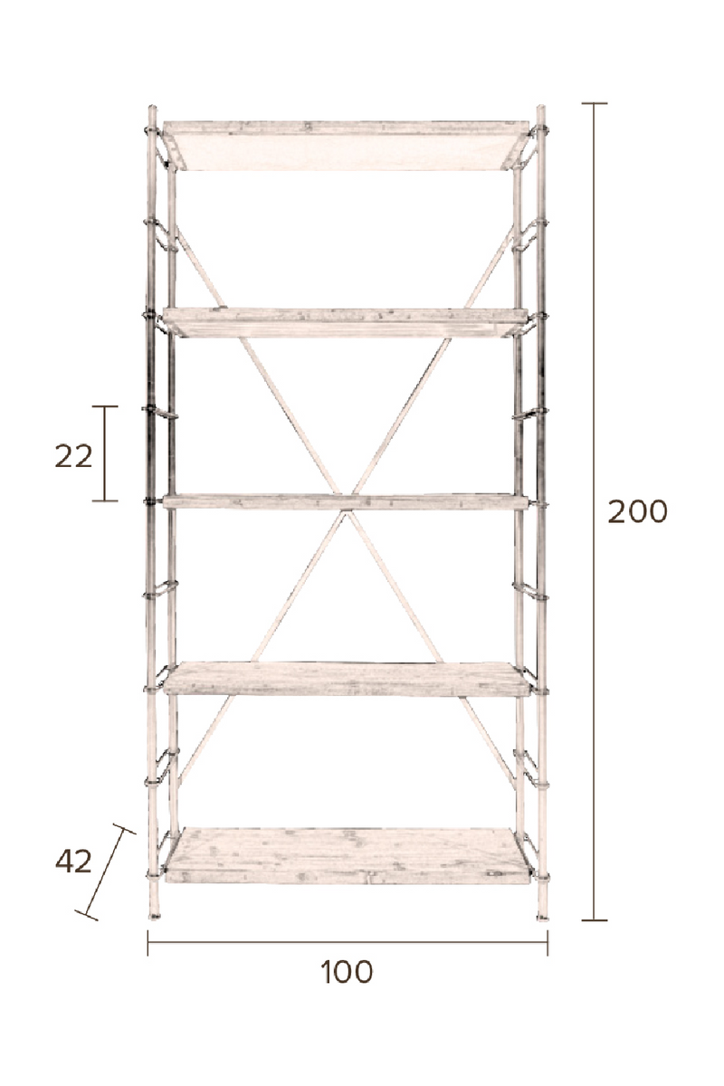 5-Shelf Storage Cabinet | Dutchbone Iron | Woodfurniture.com