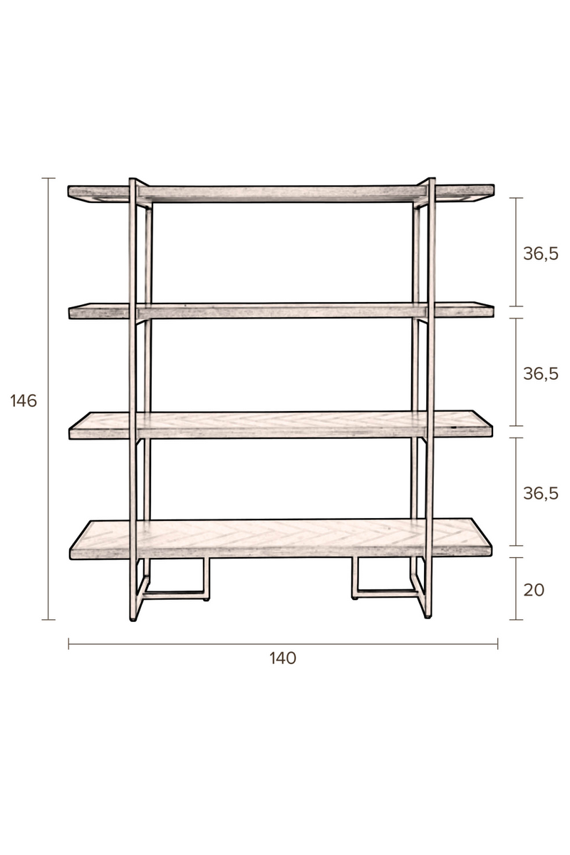 Acacia Wood 4-Shelf Bookcase | Dutchbone Class | Woodfurniture.com