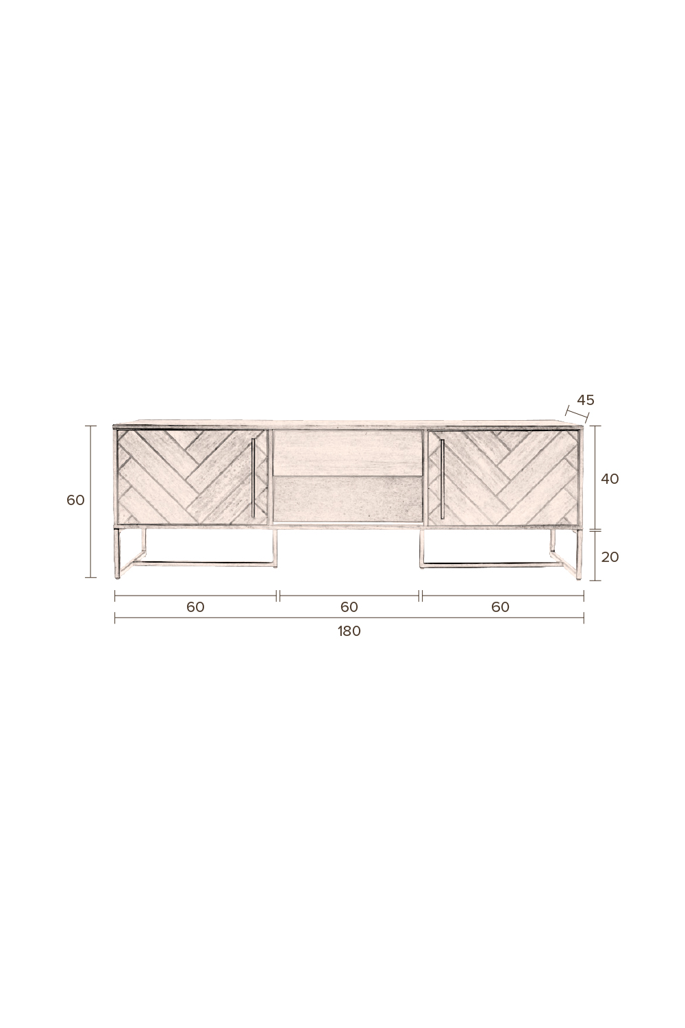 Wooden Herringbone Sideboard | Dutchbone Class | Woodfurniture.com