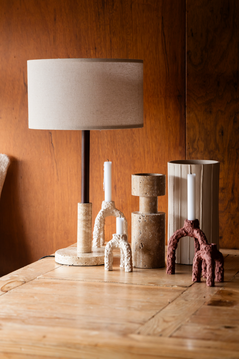 Travertine Base Table Lamp | Dutchbone Jackson | Woodfurniture.com