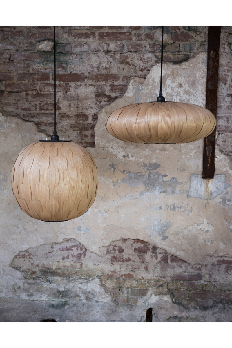 Round Wood Pendant Lamp | Dutchbone Bond | Woodfurniture.com