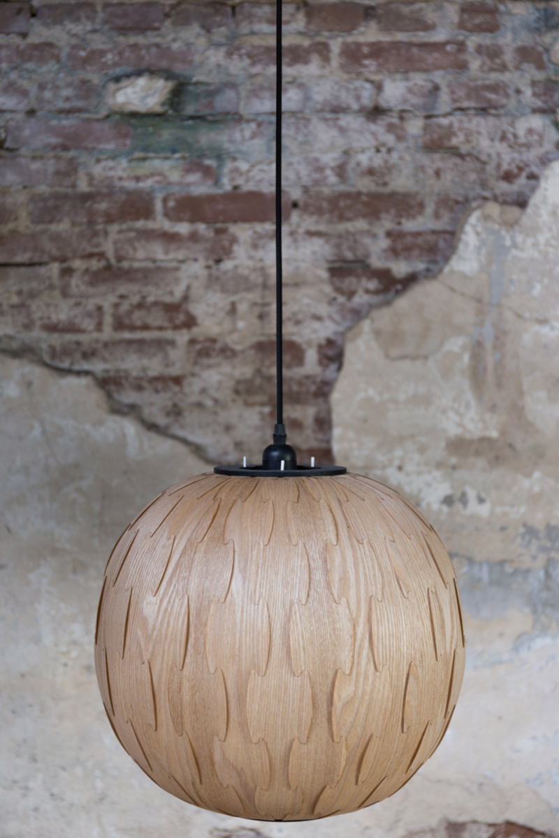 Round Wood Pendant Lamp | Dutchbone Bond | Woodfurniture.com