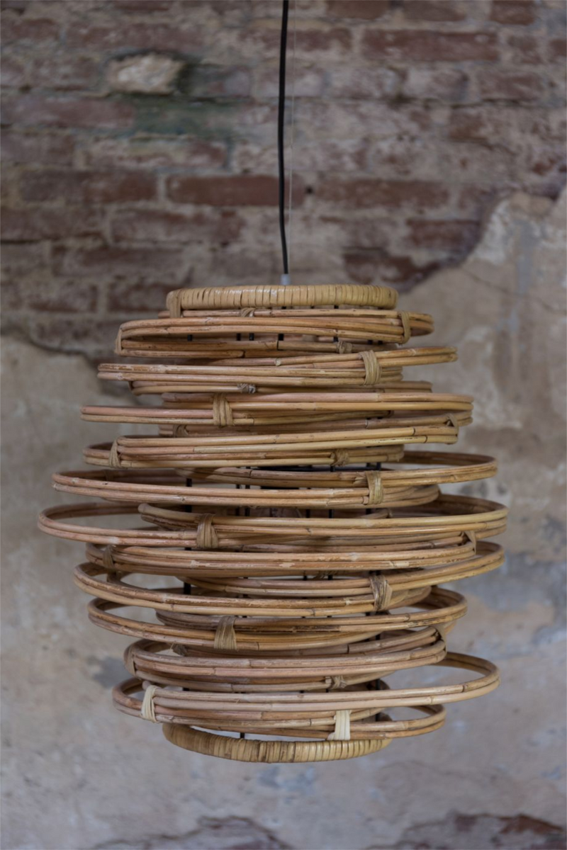 Rattan Wood Pendant Lamp | Dutchbone Kubu | Woodfurniture.com