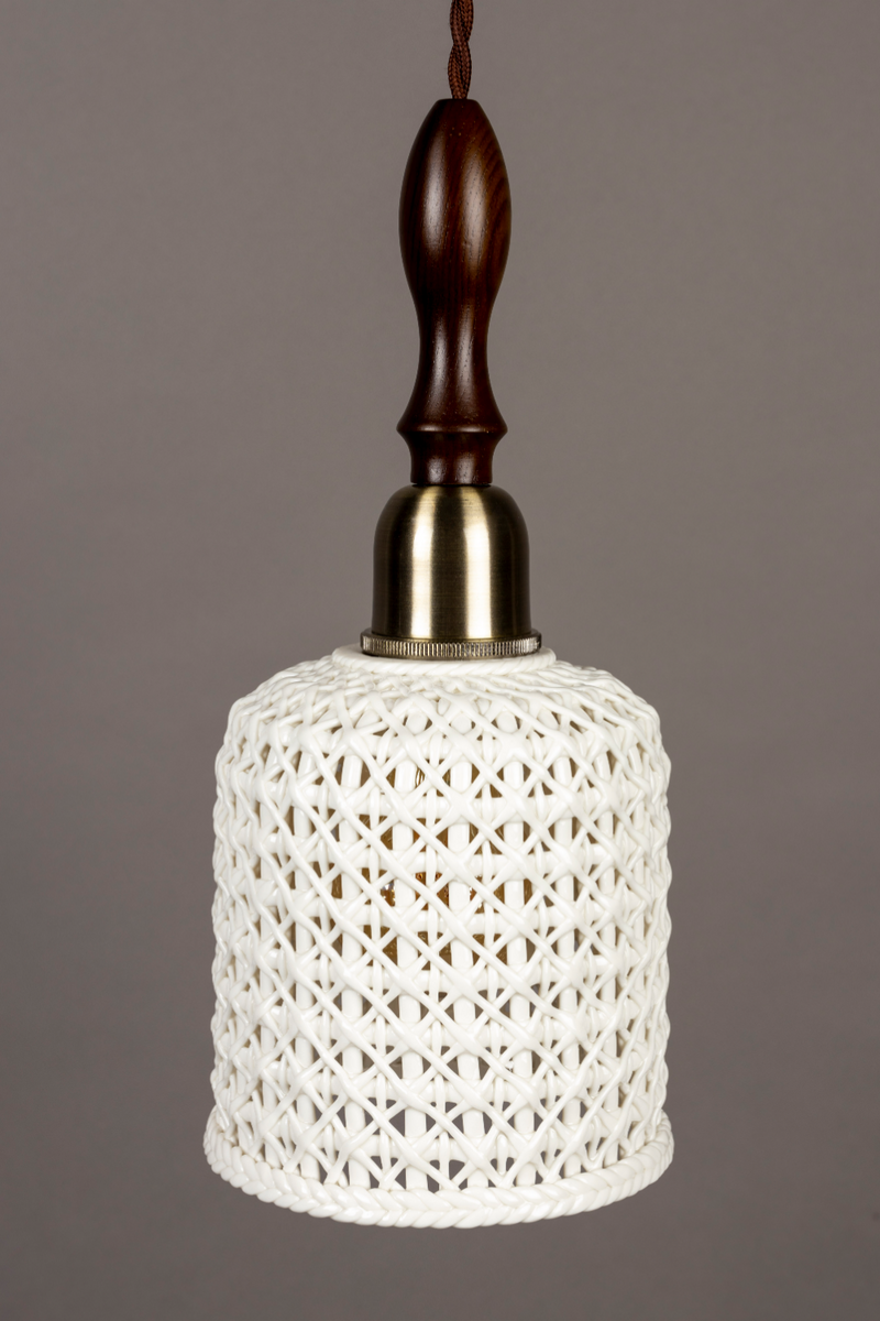 White Ceramic Pendant Lamp | Dutchbone Poppy | Woodfurniture.com